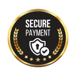 Secure payment badge displaying accepted credit cards and data encryption lock